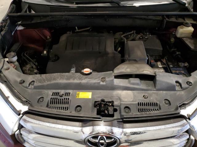5TDJKRFHXGS226733 - 2016 TOYOTA HIGHLANDER XLE MAROON photo 12