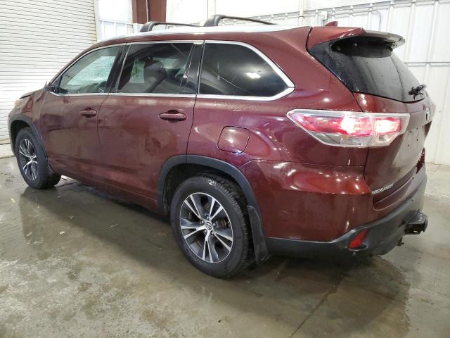 5TDJKRFHXGS226733 - 2016 TOYOTA HIGHLANDER XLE MAROON photo 2