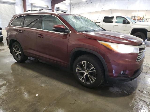 5TDJKRFHXGS226733 - 2016 TOYOTA HIGHLANDER XLE MAROON photo 4