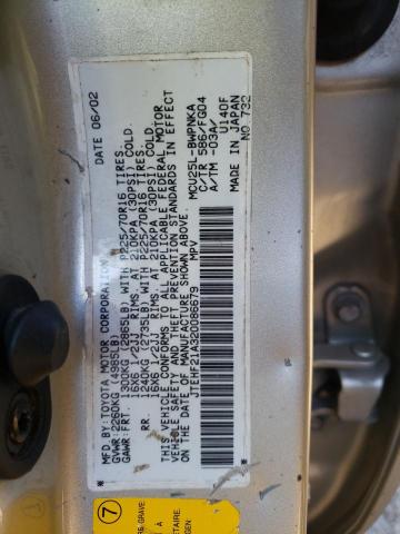 JTEHF21A320086679 - 2002 TOYOTA HIGHLANDER LIMITED GOLD photo 13