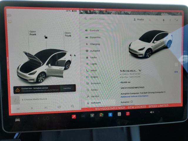 5YJYGDEE1MF274521 - 2021 TESLA MODEL Y أبيض صورة 9