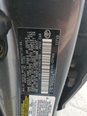 4T1BE32K34U827866 - 2004 TOYOTA CAMRY LE CHARCOAL photo 12