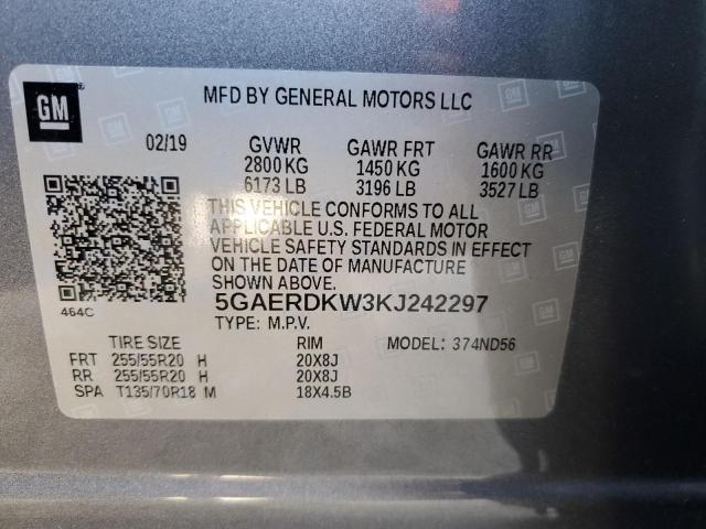 5GAERDKW3KJ242297 - 2019 BUICK ENCLAVE AVENIR GRAY photo 14