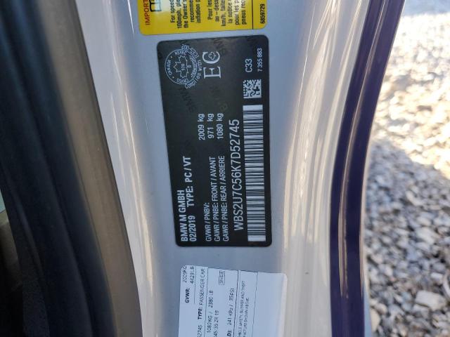 WBS2U7C56K7D52745 - 2019 BMW M2 COMPETITION PURPLE photo 12