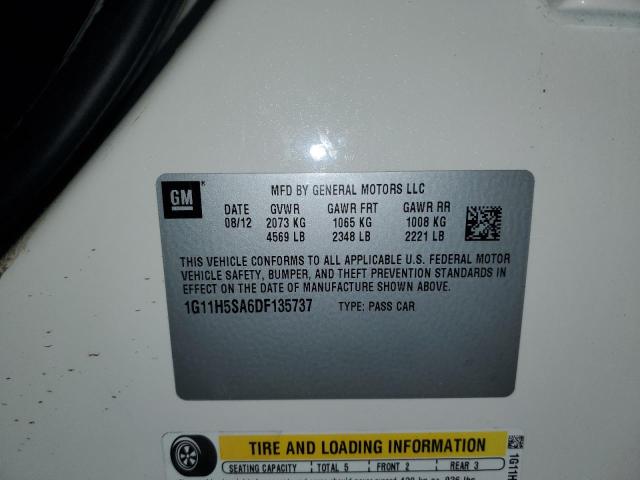 1G11H5SA6DF135737 - 2013 CHEVROLET MALIBU LTZ თეთრი ფოტო 12