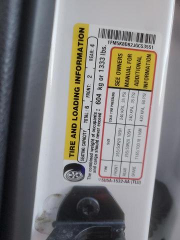 1FM5K8D82JGC53551 - 2018 FORD EXPLORER XLT Белый фото 14