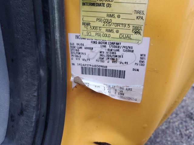 1FDAF57P44ED09848 - 2004 FORD F550 SUPER DUTY YELLOW photo 12