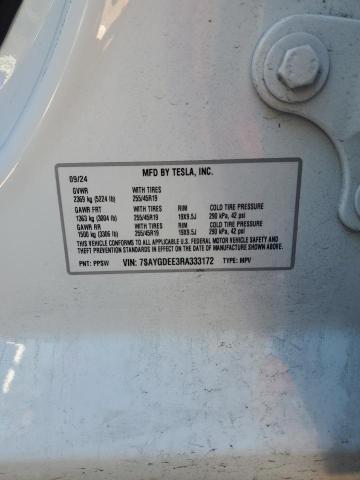 7SAYGDEE3RA333172 - 2024 TESLA MODEL Y თეთრი ფოტო 13