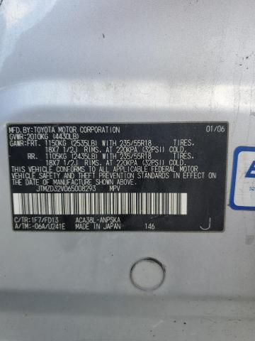 JTMZD32V065008293 - 2006 TOYOTA RAV4 SPORT ვერცხლისფერი ფოტო 12