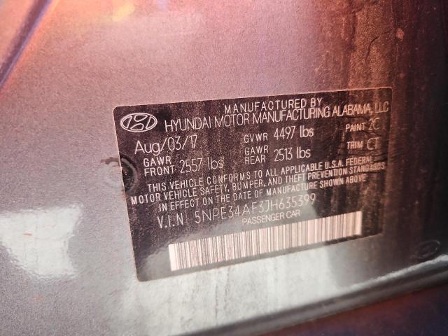 5NPE34AF3JH635399 - 2018 HYUNDAI SONATA SPORT Сірий фото 12