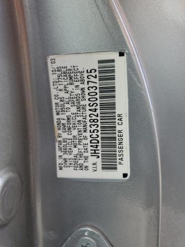 JH4DC53824S003725 - 2004 ACURA RSX SILVER photo 12