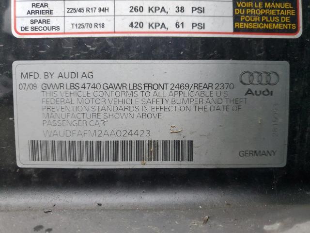 WAUDFAFM2AA024423 - 2010 AUDI A3 PREMIUM BLACK photo 12