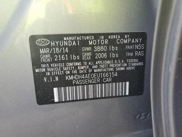 KMHDH4AE0EU166154 - 2014 HYUNDAI ELANTRA SE SILVER photo 12