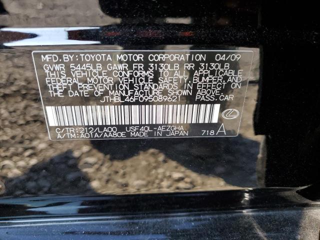 JTHBL46F095089621 - 2009 LEXUS LS 460 BLACK photo 12