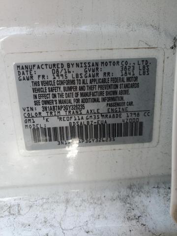 3N1AB7AP3GY326235 - 2016 NISSAN SENTRA S WHITE photo 12