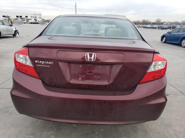 2HGFB2F80CH509116 - 2012 HONDA CIVIC EX BURGUNDY photo 6