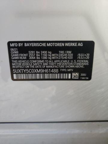 5UXTY5C0XM9H61488 - 2021 BMW X3 XDRIVE30I WHITE photo 12