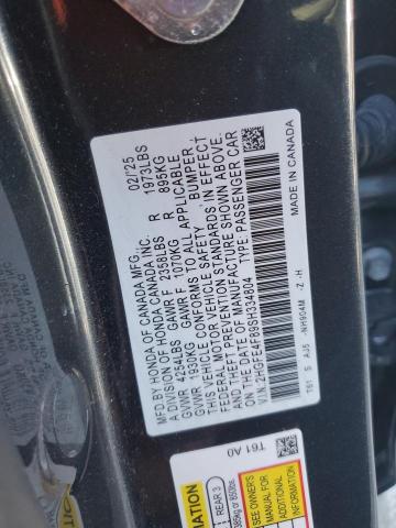 2HGFE4F89SH334804 - 2025 HONDA CIVIC SPORT GRAY photo 12