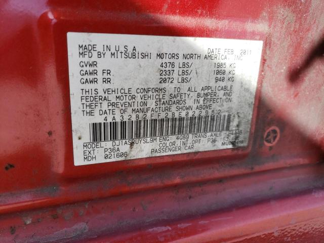 4A32B2FF2BE022952 - 2011 MITSUBISHI GALANT FE RED photo 12