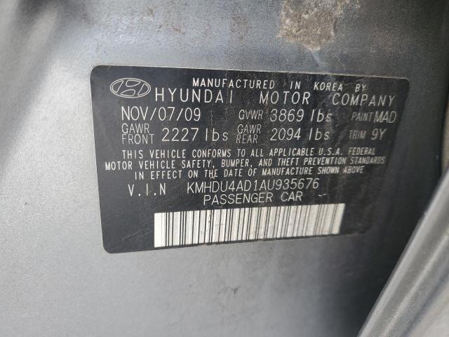 KMHDU4AD1AU935676 - 2010 HYUNDAI ELANTRA BLUE TEAL photo 12