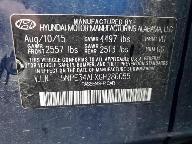 5NPE34AFXGH286055 - 2016 HYUNDAI SONATA SPORT BLUE photo 12