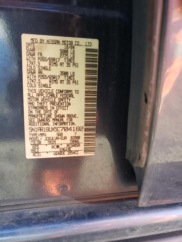 5N1AR18UX5C704182 - 2005 NISSAN PATHFINDER LE BLUE photo 13