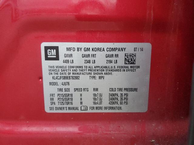KL4CJFSB9EB782882 - 2014 BUICK ENCORE CONVENIENCE RED photo 12