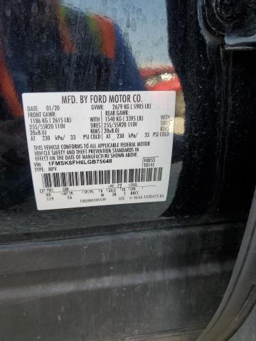 1FMSK8FH6LGB75648 - 2020 FORD EXPLORER LIMITED BLACK photo 13