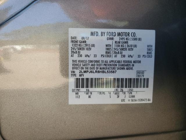 2LMPJ6LR8HBL53587 - 2017 LINCOLN MKX RESERVE Сұр фото 13