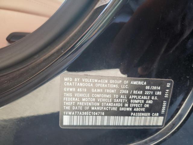 1VWAT7A36EC104718 - 2014 VOLKSWAGEN PASSAT S BLACK photo 12