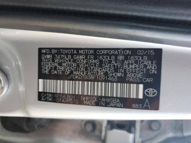 JTDKDTB38F1091463 - 2015 TOYOTA PRIUS C SILVER photo 13