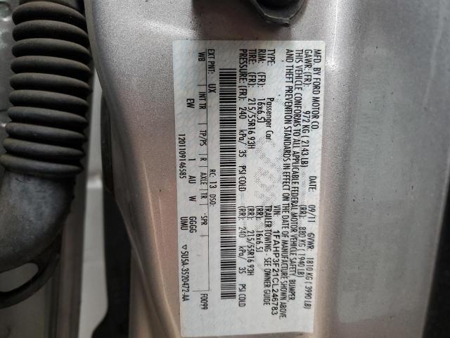 1FAHP3F21CL246783 - 2012 FORD FOCUS SE SILVER photo 12