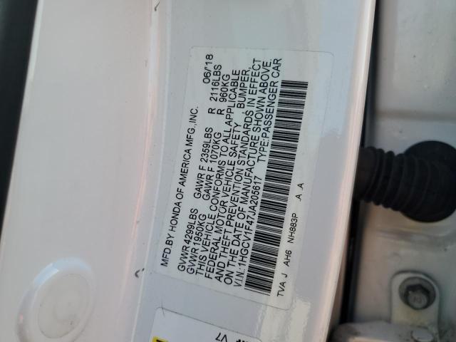 1HGCV1F47JA205617 - 2018 HONDA ACCORD EX WHITE photo 13