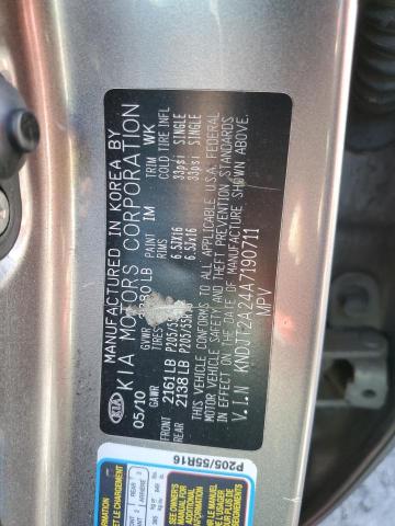 KNDJT2A24A7190711 - 2010 KIA SOUL + GRAY photo 14