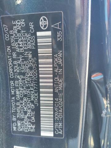 JTKDE177170207575 - 2007 TOYOTA SCION TC BLACK photo 12