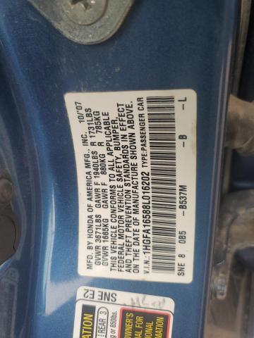 1HGFA16588L016202 - 2008 HONDA CIVIC LX BLUE photo 12