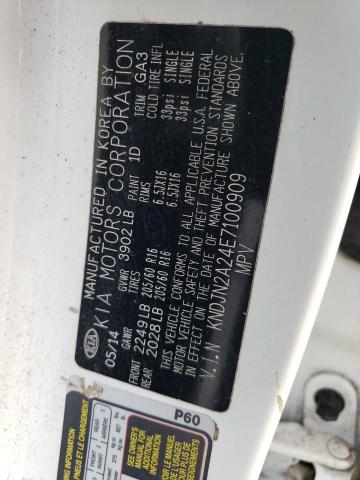 KNDJN2A24E7100909 - 2014 KIA SOUL WHITE photo 12