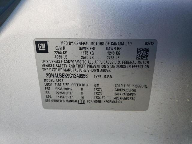 2GNALBEK9C1240956 - 2012 CHEVROLET EQUINOX LS SILVER photo 12