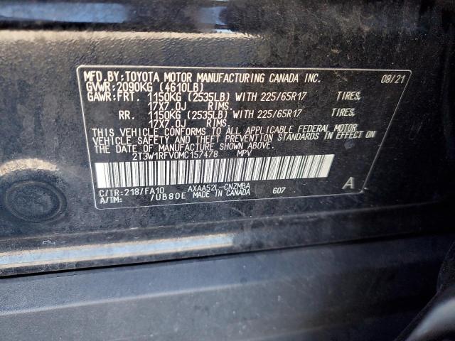 2T3W1RFV0MC157478 - 2021 TOYOTA RAV4 XLE BLACK photo 14