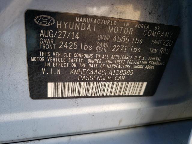 KMHEC4A46FA128389 - 2015 HYUNDAI SONATA HYBRID BLUE photo 13