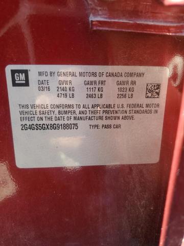2G4GS5GX8G9188075 - 2016 BUICK REGAL PREMIUM BURGUNDY photo 12