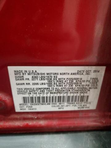 4A4AP3AU7FE012203 - 2015 MITSUBISHI OUTLANDER ES 红色 照片 13