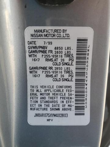JN8AR07SXYW402803 - 2000 NISSAN PATHFINDER LE ნაცრისფერი ფოტო 13