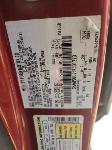 3FA6P0LU9ER301223 - 2014 FORD FUSION SE HYBRID RED photo 12