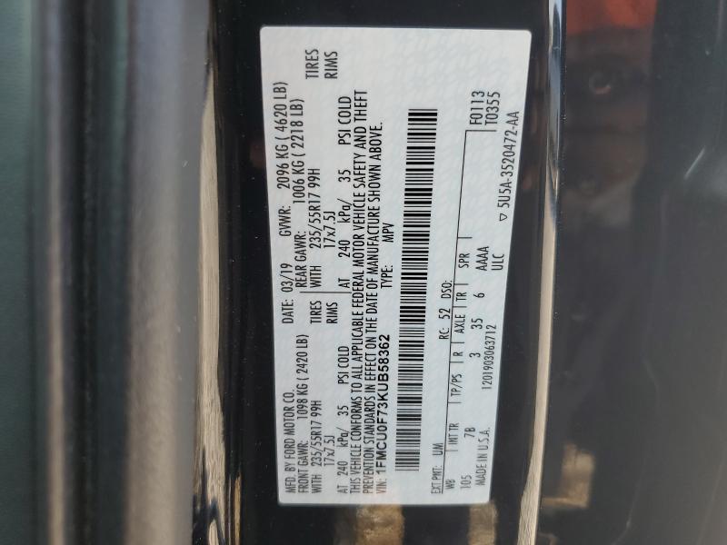 1FMCU0F73KUB58362 - 2019 FORD ESCAPE S Siyah fotoğraf 13