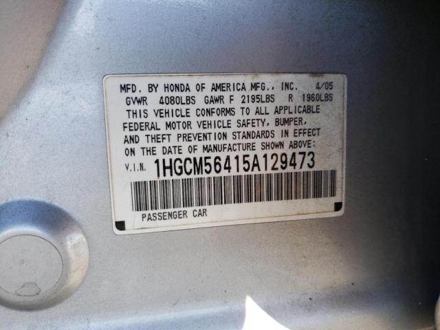 1HGCM56415A129473 - 2005 HONDA ACCORD LX SILVER photo 12