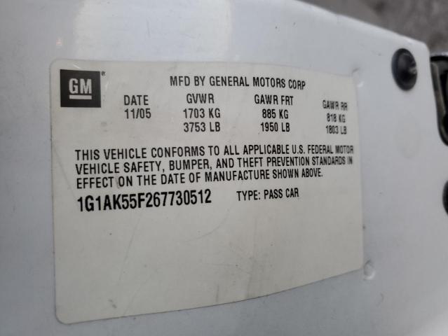 1G1AK55F267730512 - 2006 CHEVROLET COBALT LS WHITE photo 13