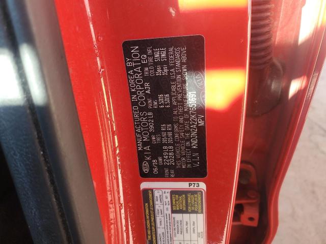 KNDJN2A22K7651691 - 2019 KIA SOUL Червоний фото 12