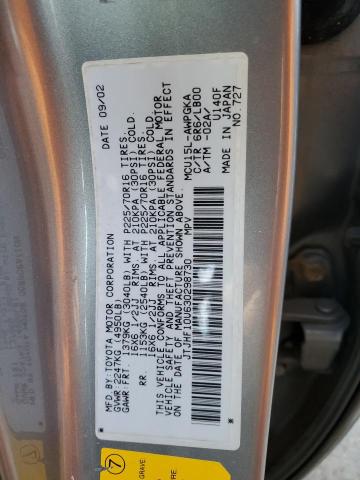 JTJHF10U630298730 - 2003 LEXUS RX 300 GRAY photo 13