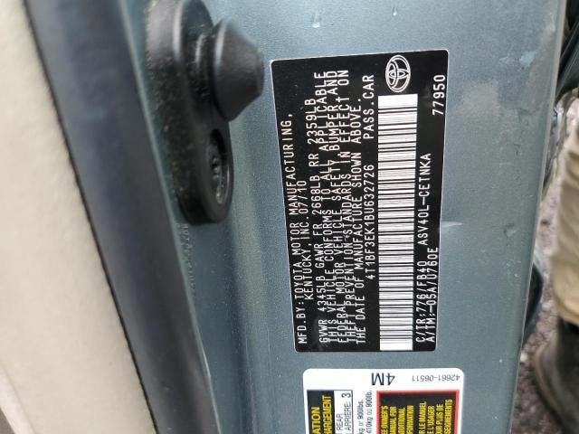4T1BF3EK1BU632726 - 2011 TOYOTA CAMRY BASE Yaşıl foto 12
